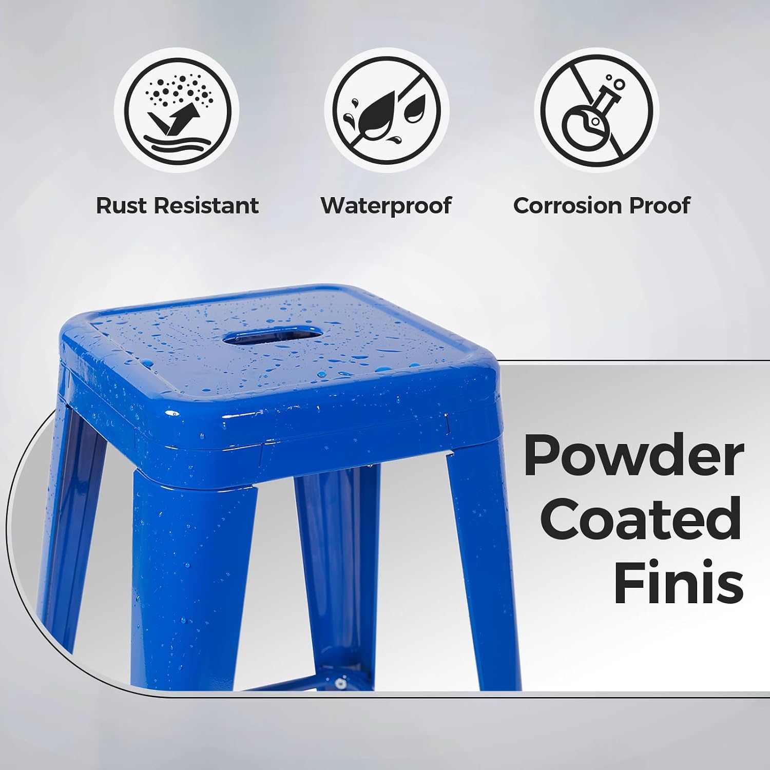 Blue 30" Outdoor Metal Bar Stools Set 2