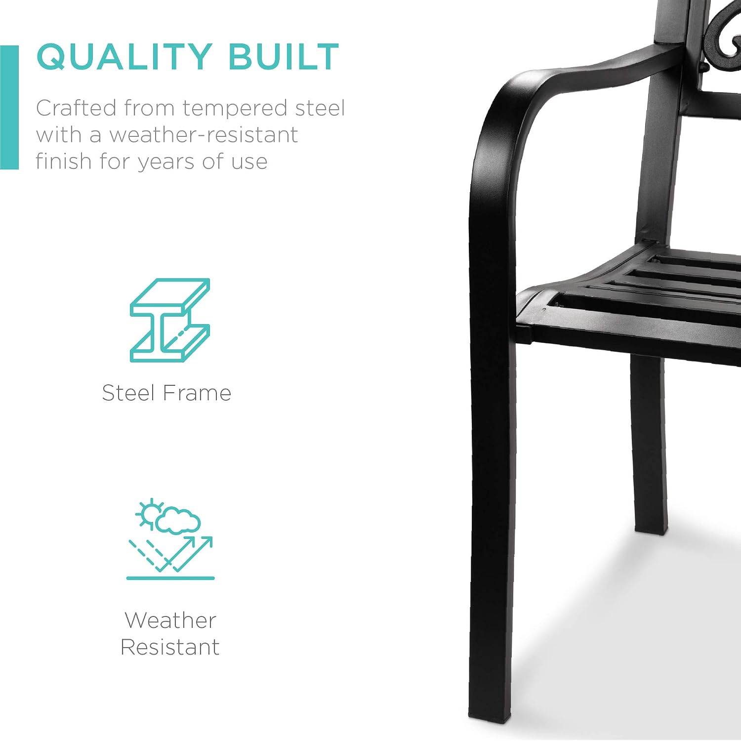 Black Steel Floral Outdoor Garden Bench