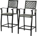 Gray Textilene Outdoor Bar Stools Set 2