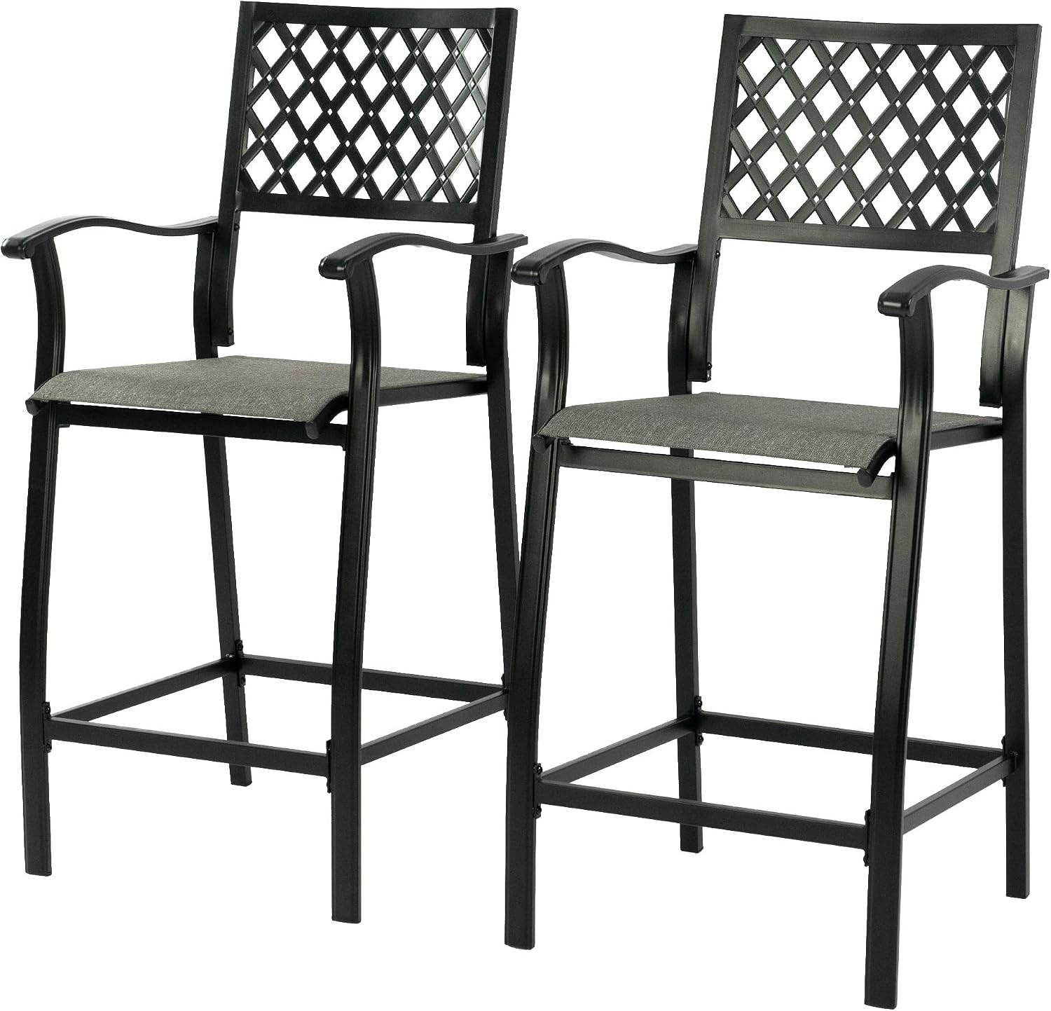 Gray Textilene Outdoor Bar Stools Set 2