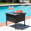 Wicker Outdoor Side Table with Glass Top