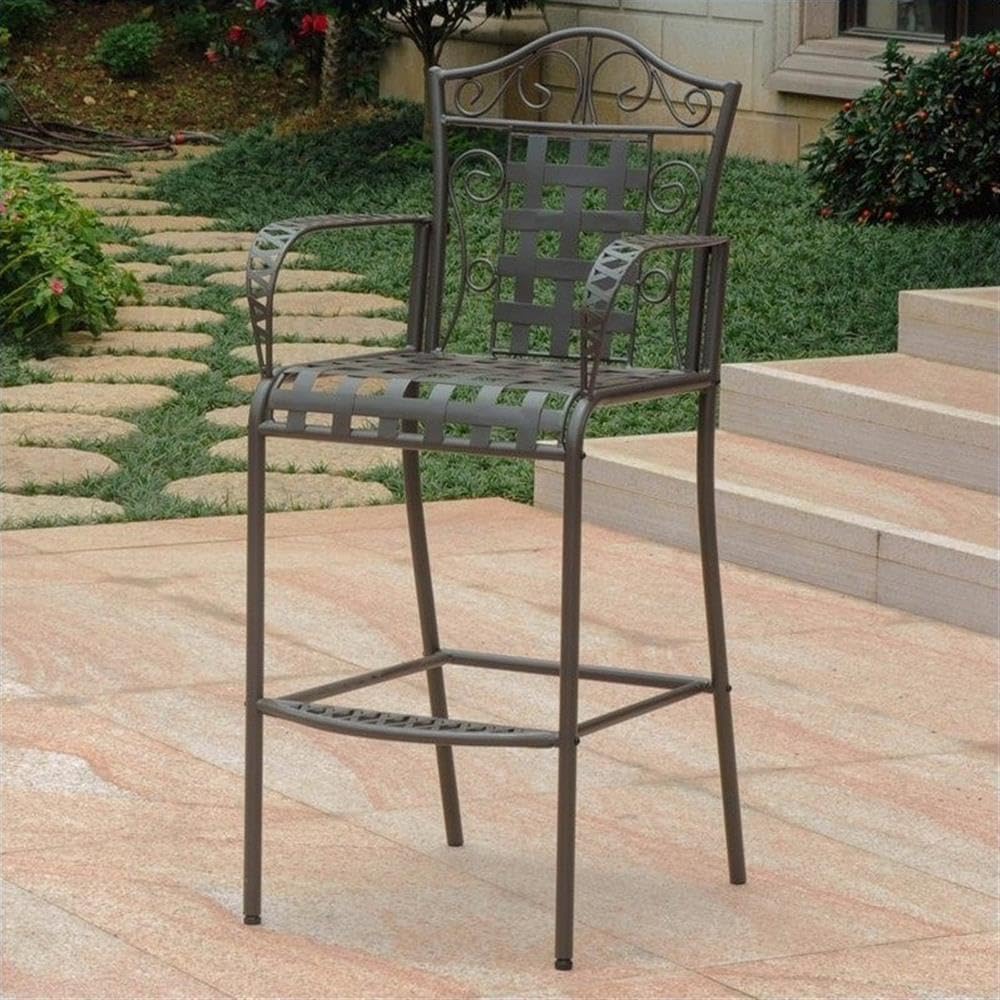 Antique Black Outdoor Bar Stools Set 2