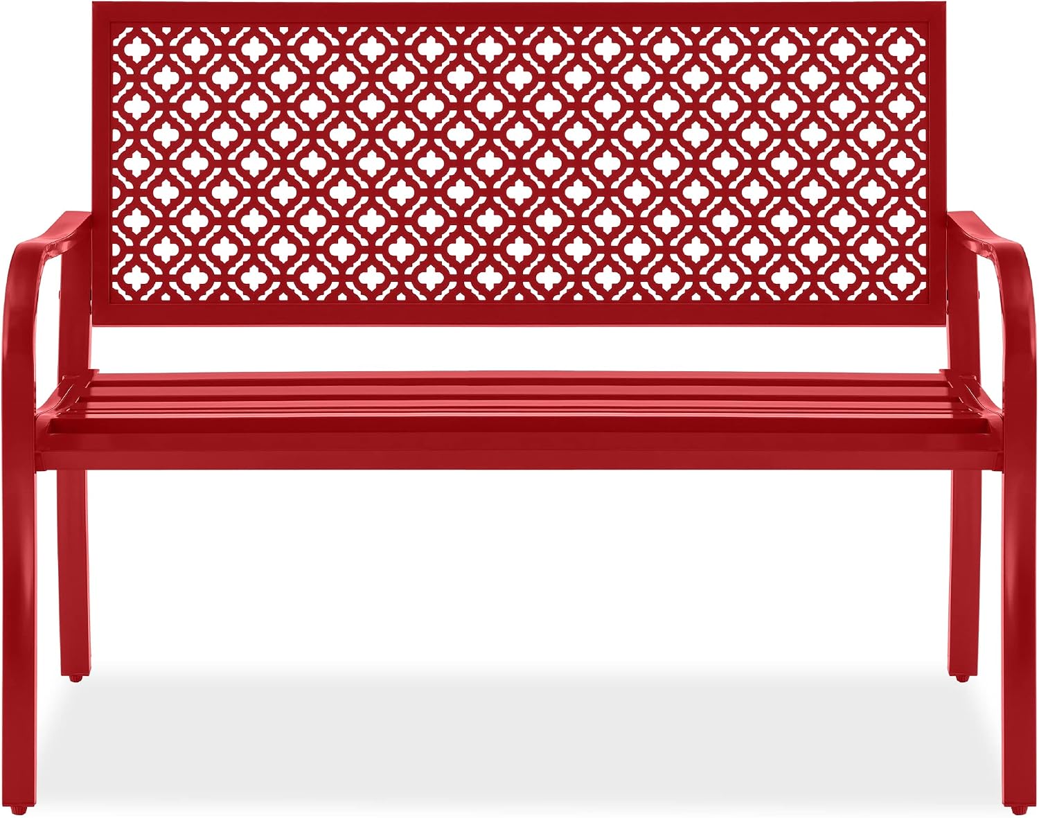 Rose Red Steel 2-Person Outdoor Garden Bench