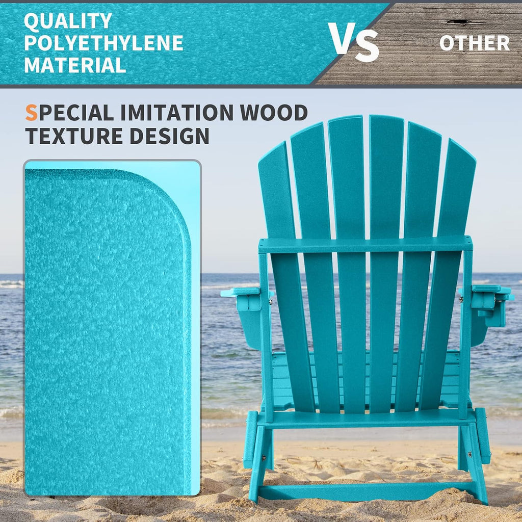 HDPE Folding Adirondack Chair with Cup Holder