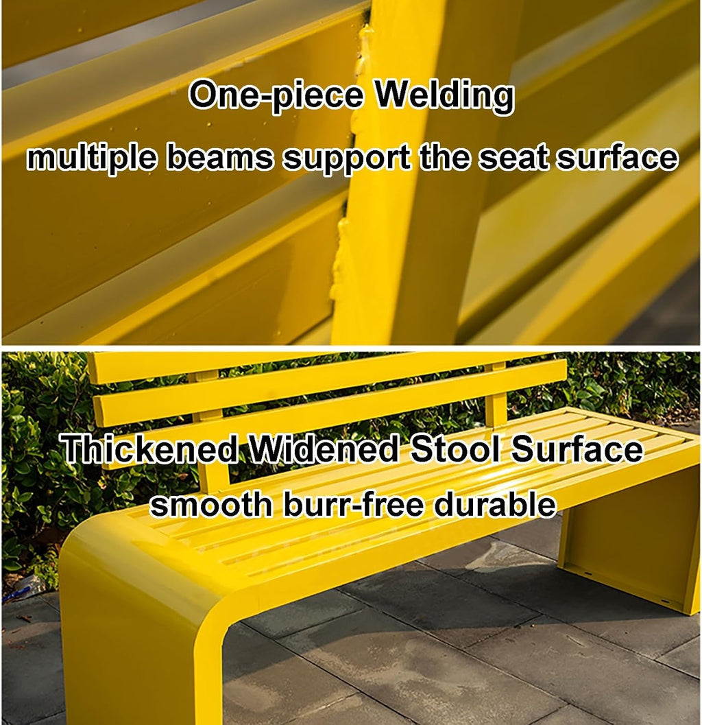 Yellow Steel Slatted Outdoor Garden Bench