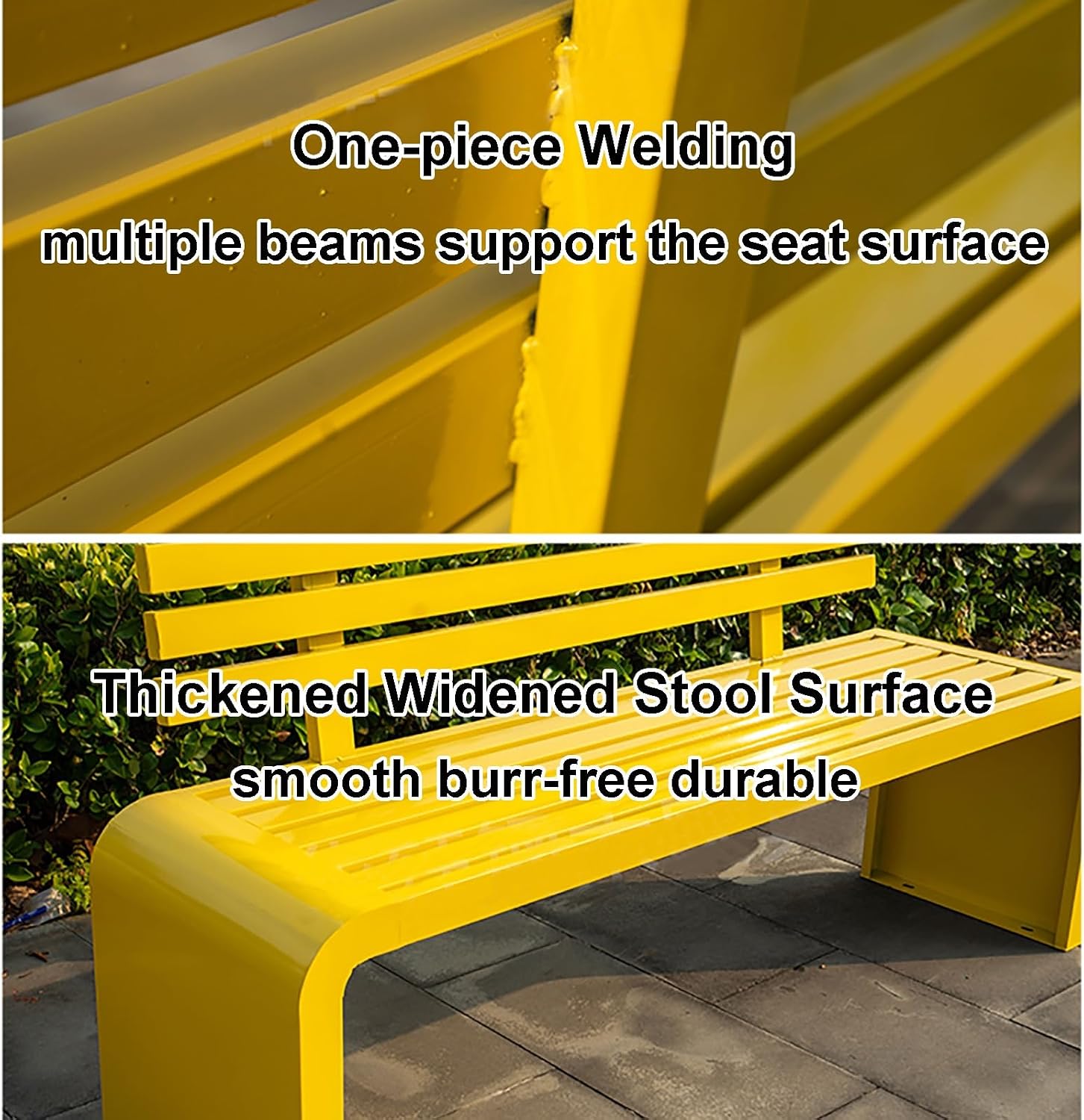 Yellow Steel Slatted Outdoor Garden Bench