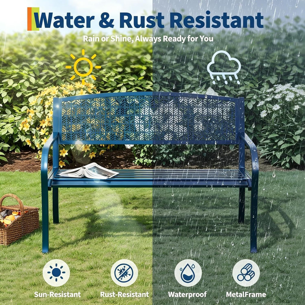 Curved Metal Outdoor Garden Patio Bench