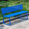 Blue Galvanized Steel Outdoor Garden Bench