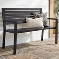 Steel Slatted Armrest Outdoor Garden Bench