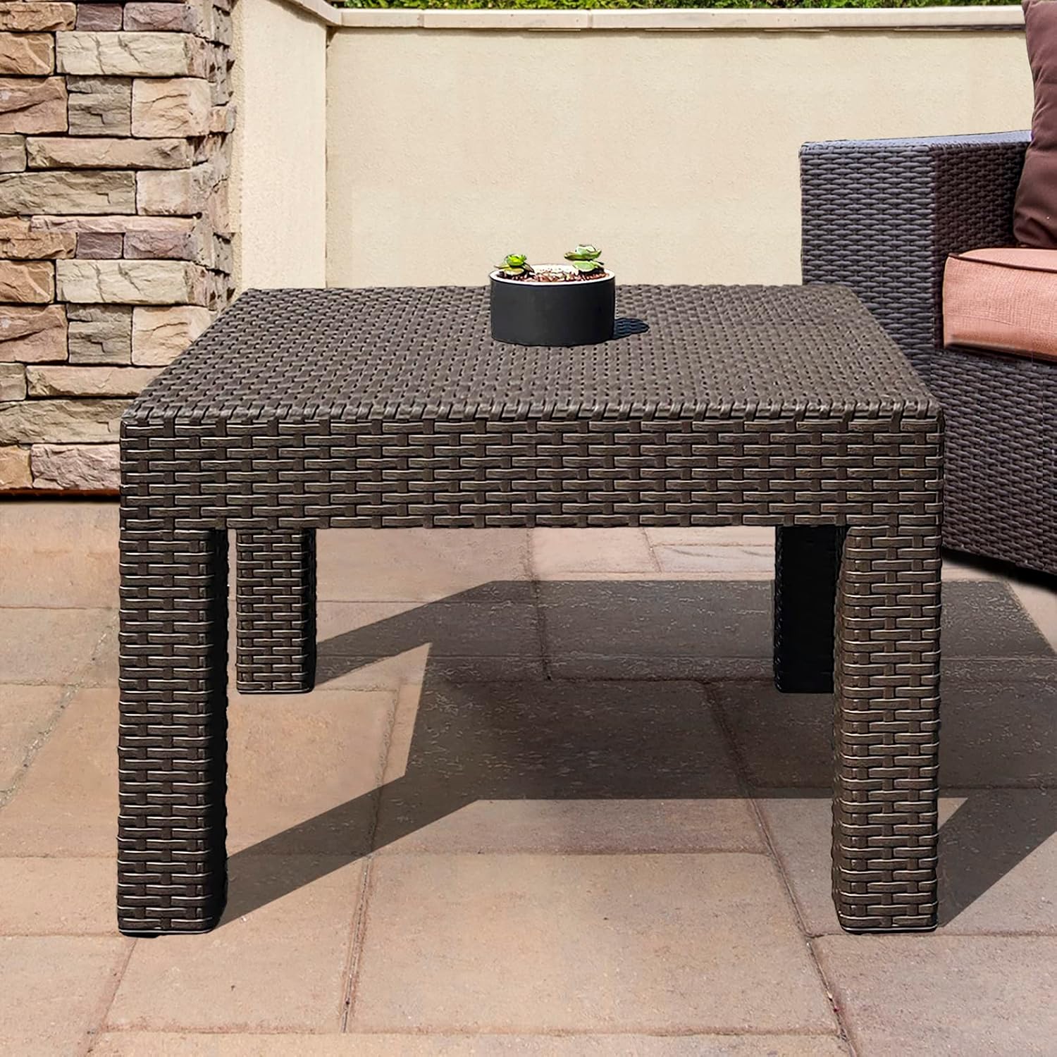 Mocha Square Resin Outdoor Patio Table