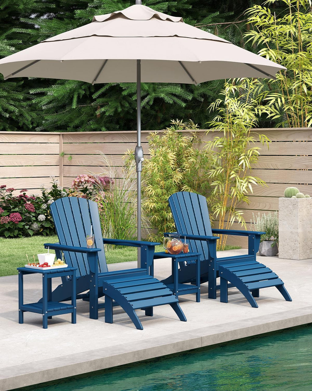 Blue HDPE Adirondack Chairs Set 2