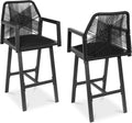Black Swivel Outdoor Bar Stools Set 2