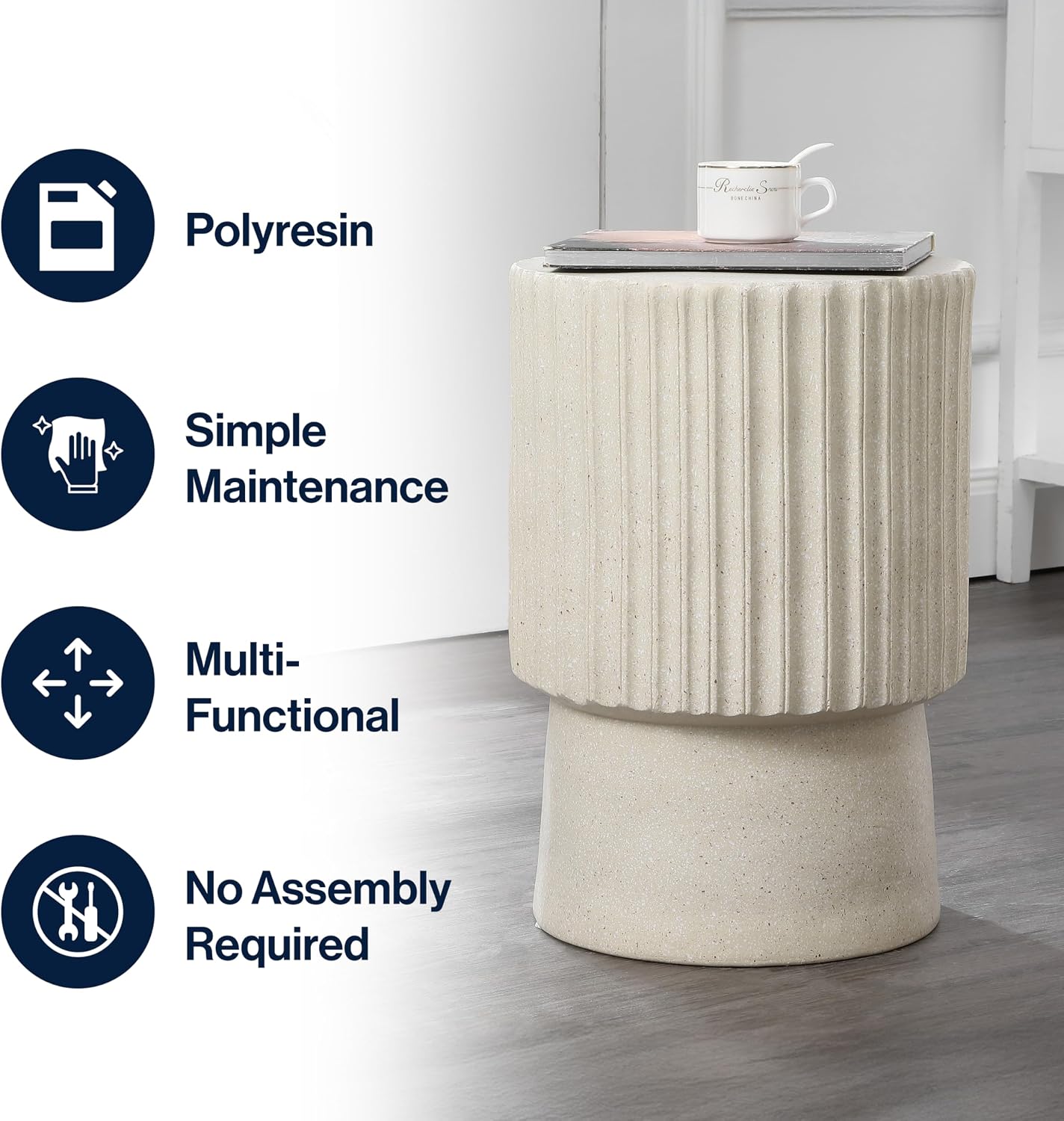 Cream Terrazzo Indoor Outdoor Side Table