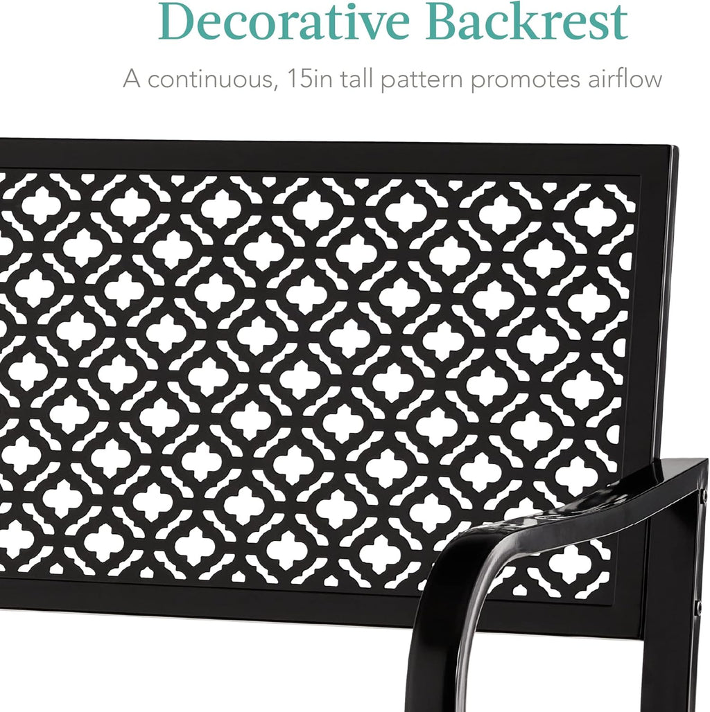 Black Steel 2-Person Outdoor Garden Bench