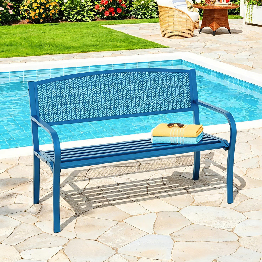Curved Metal Outdoor Garden Patio Bench