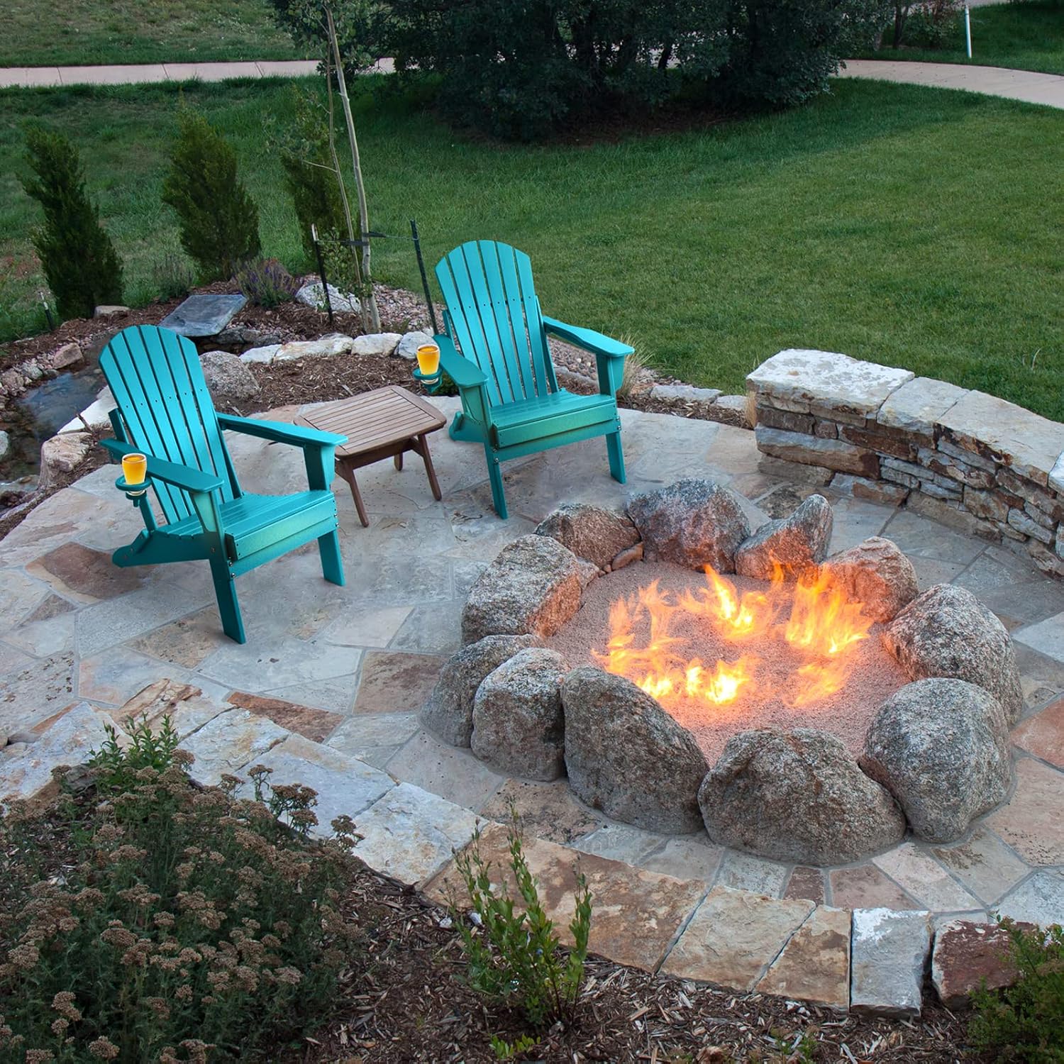 HDPE Folding Adirondack Chair with Cup Holder