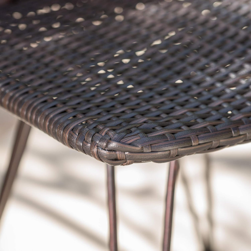 Multibrown Wicker Outdoor Bar Stools Set 2
