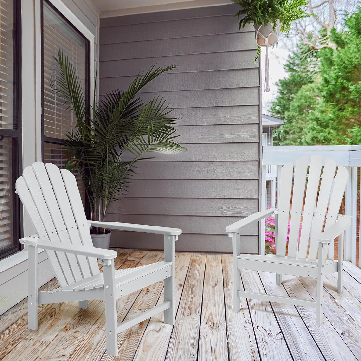 Stackable HDPE Adirondack Chairs Set 2