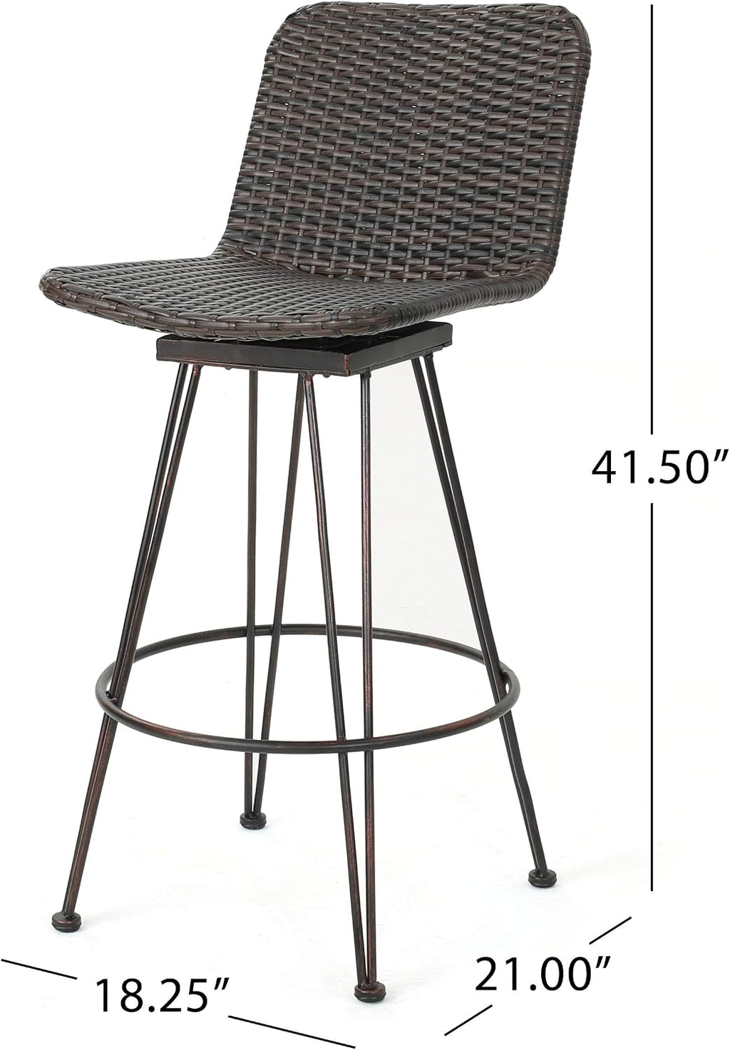 Multibrown Wicker Outdoor Bar Stools Set 2
