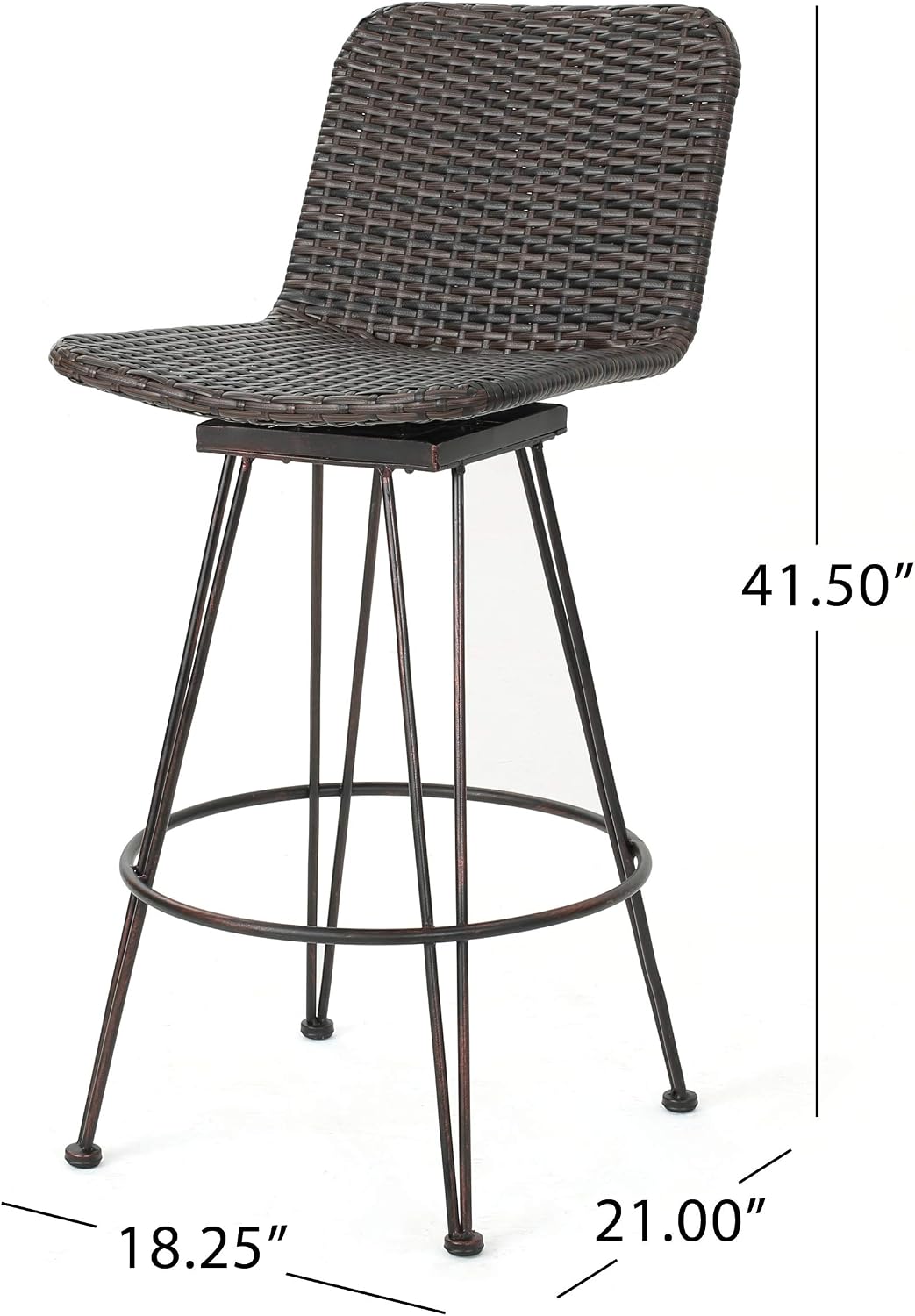 Multibrown Wicker Outdoor Bar Stools Set 2