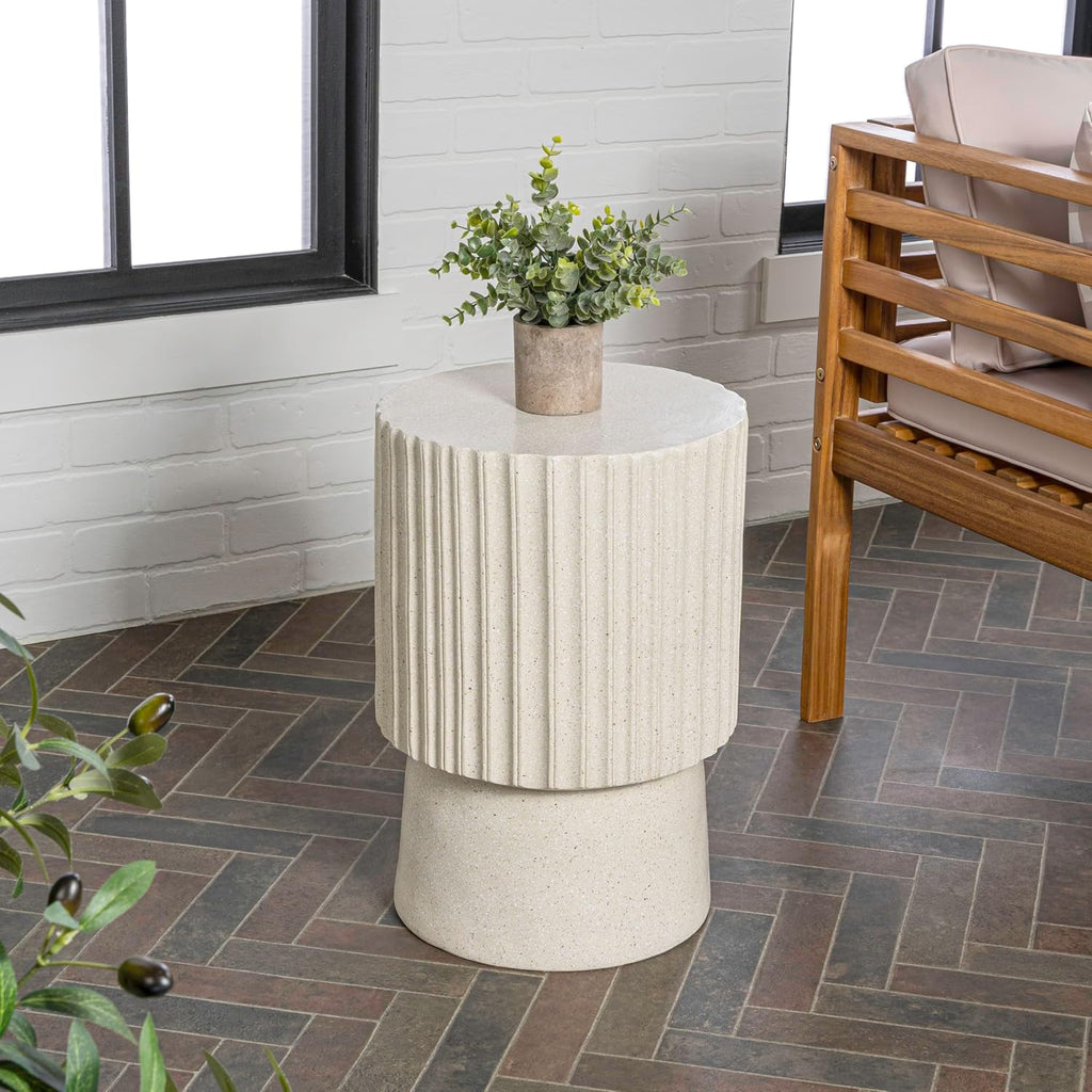 Cream Terrazzo Indoor Outdoor Side Table