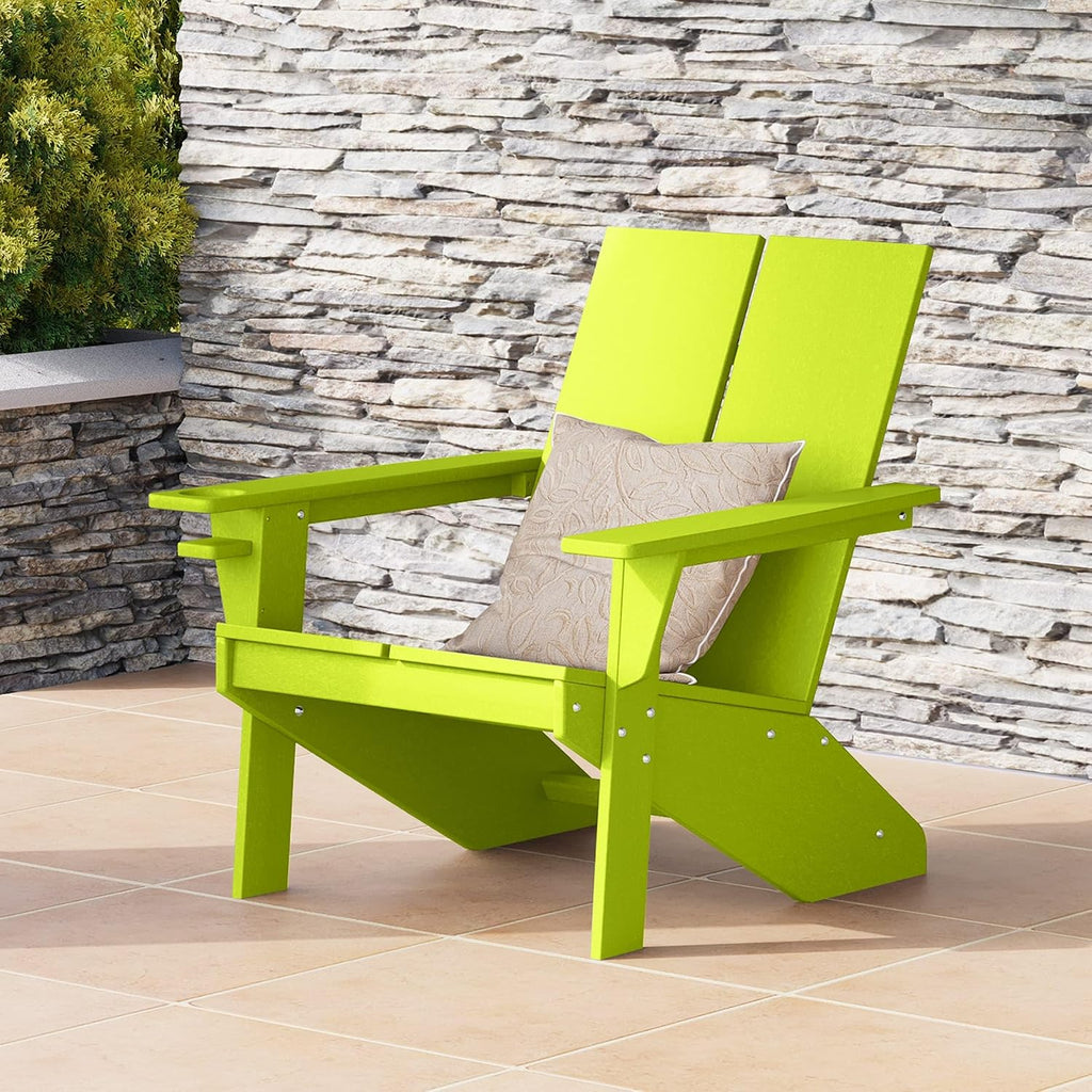 Lime HDPE Adirondack Chair with Cup Holder