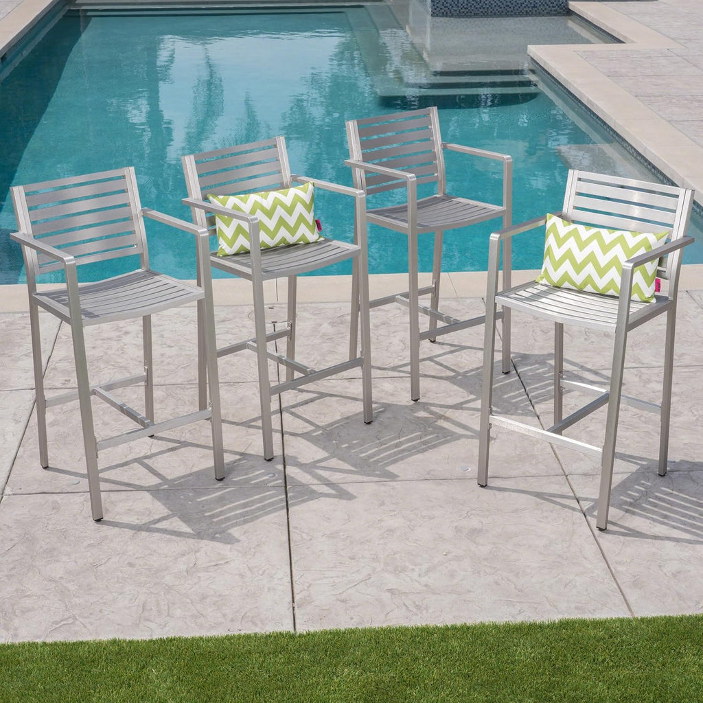 Silver Outdoor Barstools Set of 4