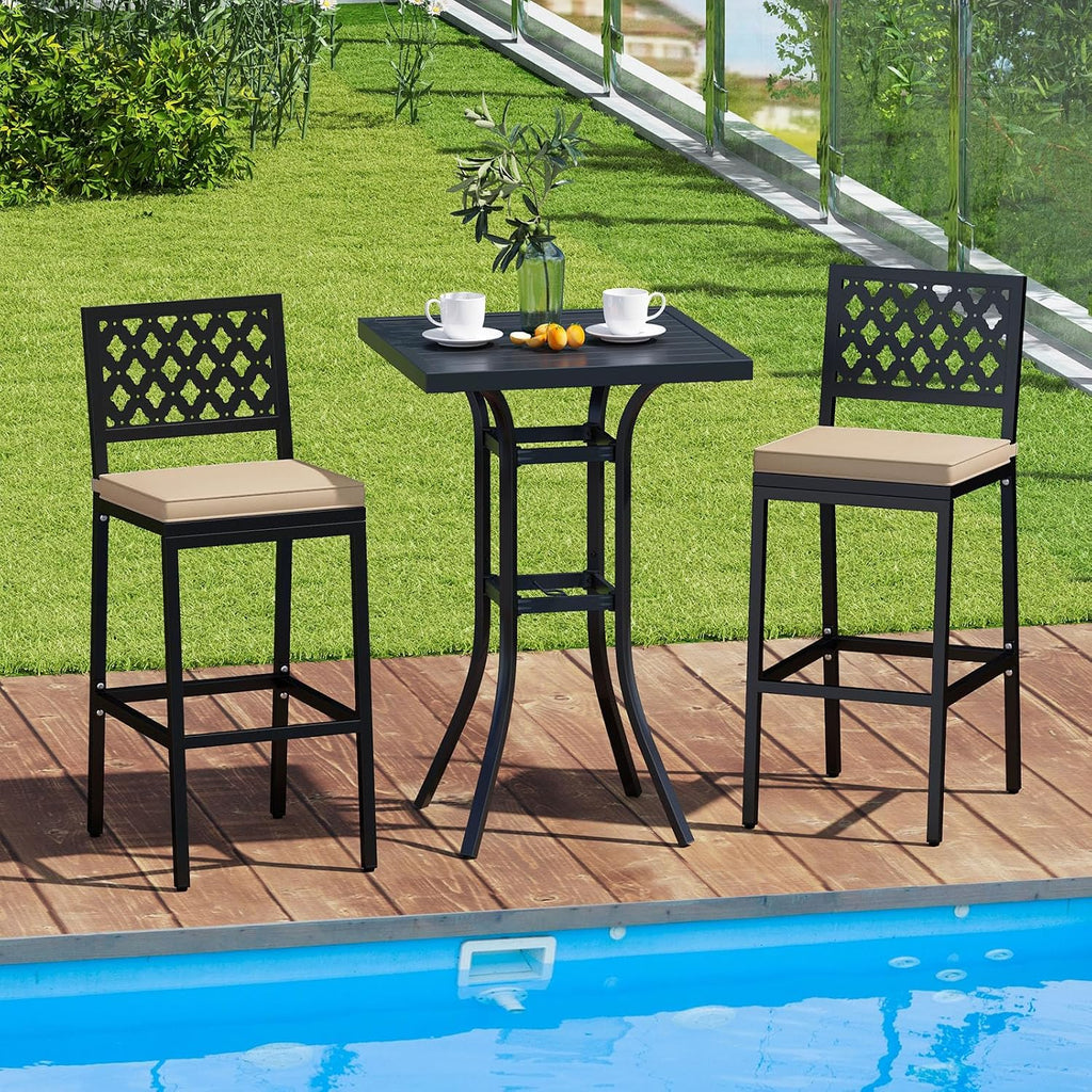 Cushioned Outdoor Bar Stools Set 2